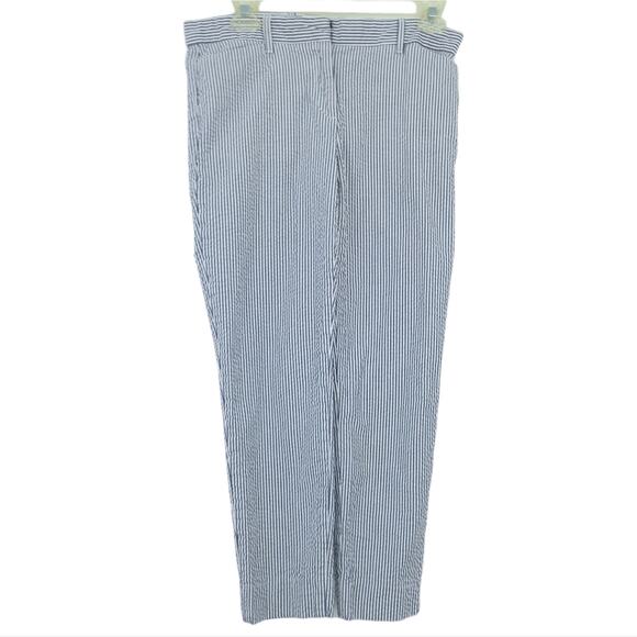 Gap Slim Cropped Seersucker Pants Size 2 Blue White Stripe Summer Pants Coastal - Picture 1 of 5